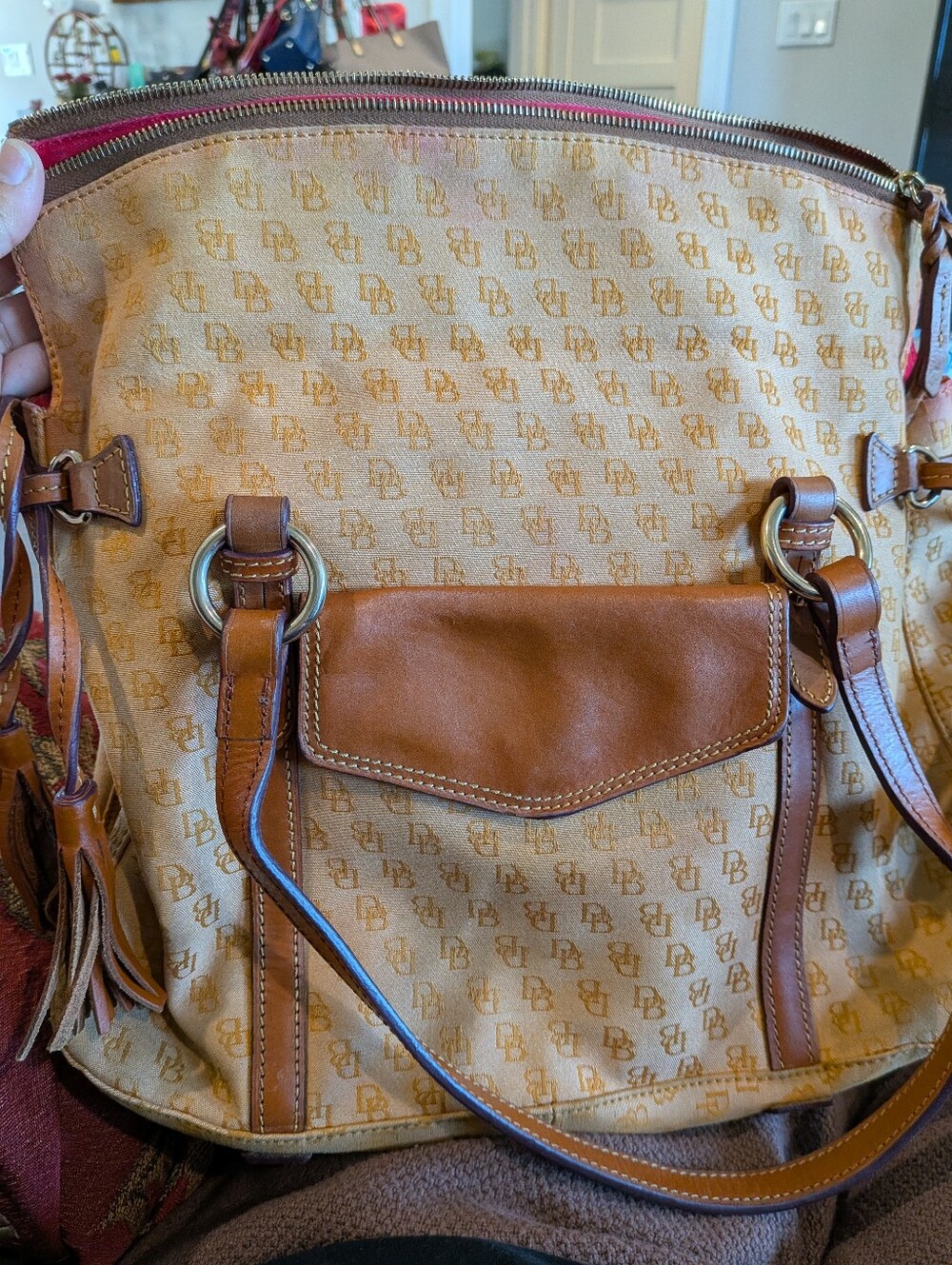 Dooney & Bourke Signature DB Monogram Canvas Hobo Shoulder